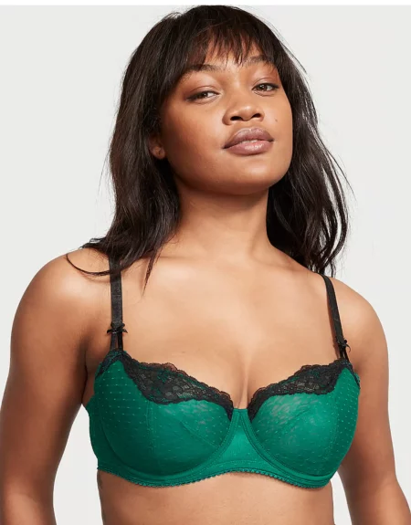 La Senza Emerald Green Lace Underwired Bra Size 36 D Adjustable